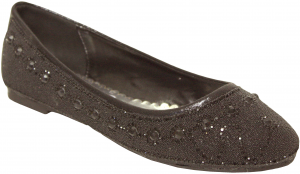 LADIES FLAT SHOES AND RHINESTONES (BLACK)